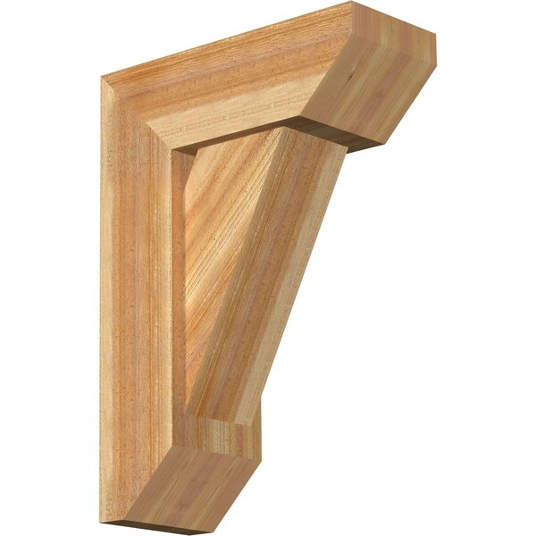 Ekena Millwork Traditional Slat Rough Sawn Bracket w/ Offset Brace, Western Red Cedar, 8"W x 20"D x 28"H BKT0806X20X28TRA06RWR - main